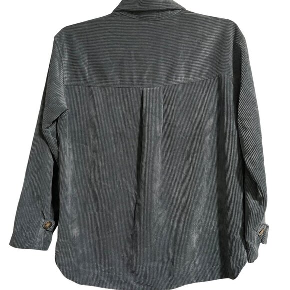 Sugar Rain Womens Blue Corduroy Shacket Size L Button Up Lightweight Casual - Picture 8 of 8